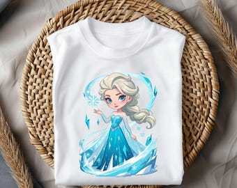 Elsa Shirt, Frozen Elsa Princess Shirt, Cute Chibi Elsa Cartoon Tee, Ice Queen Snow Magic Shirt, Girls Elsa T Shirt, Winter Princess Top