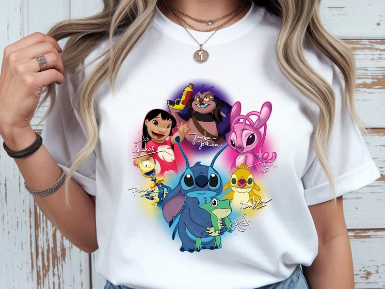 Comfort Colors® Stitch Shirt, Lilo Stitch Angel Pleakley Jumba Reuben Tee, Disney Stitch Family Shirt, Cute Alien Character Shirt afbeelding 9