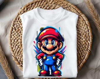 Mario Inspired Shirt, Retro Game Character T Shirt, Colorful Gamer Tee, Classic Video Game Shirt, Gaming Lover Gift Shirt