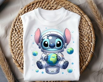 Astronaut Stitch Shirt, Cute Space Disney Tee, Galaxy Stitch T-Shirt, Cosmic Earth Lover Top, Adorable Space Explorer Gift Tee
