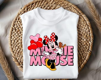 Minnie Mouse Shirt, Cute Minnie Ice Cream & Balloon Tee, Pink Polka Dot Outfit Top, Disney Minnie Lover Gift, Fun Theme Park Style Shirt