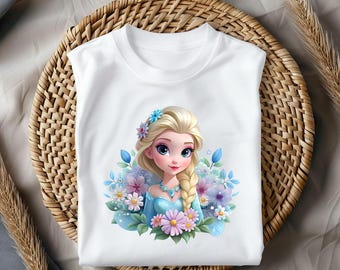 Elsa Frozen Shirt, Disney Princess Tee, Ice Queen Tshirt, Floral Elsa Shirt, Frozen Tee, Cute Disney Princess Tshirt, Magical Winter Shirt