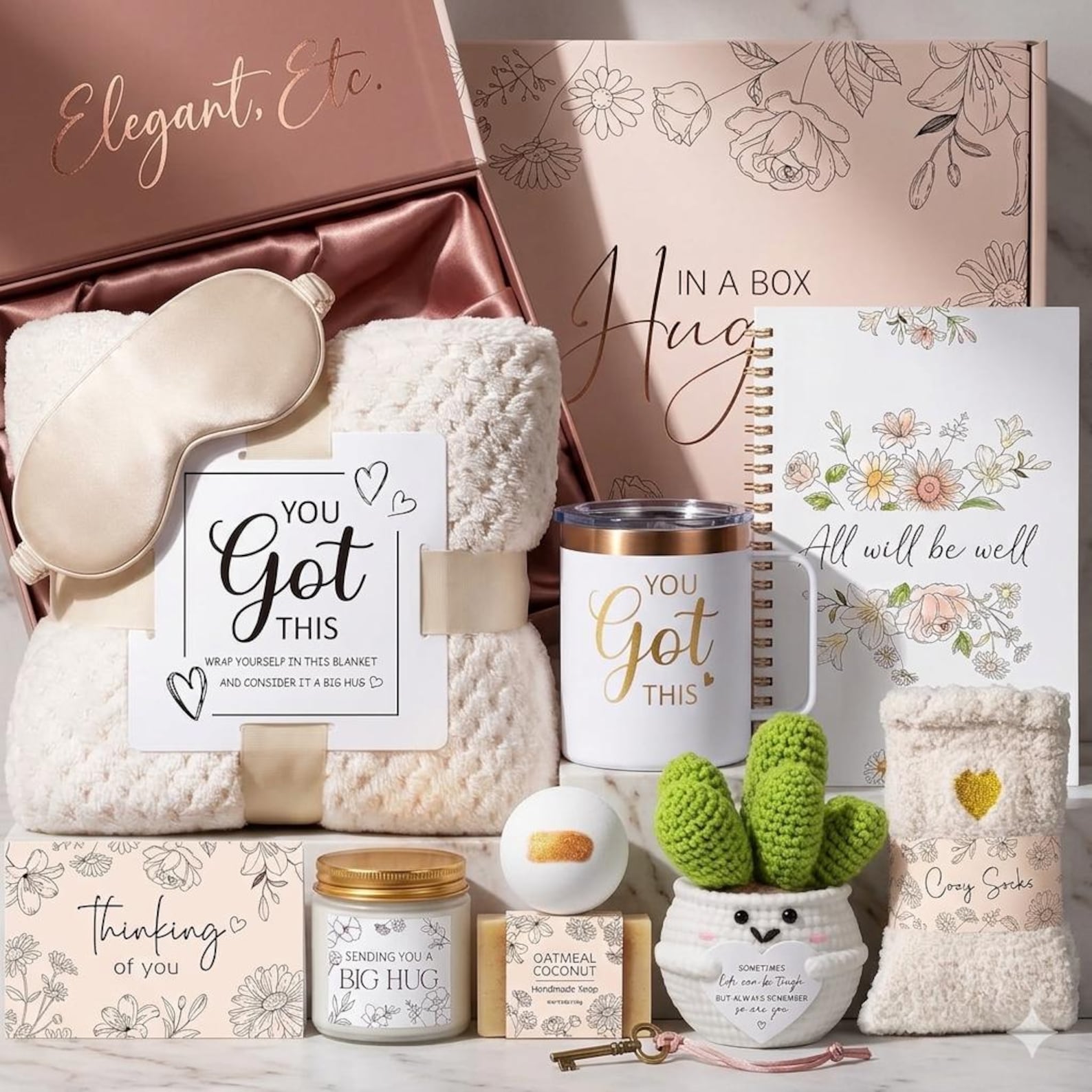 Get Well Soon Gift Basket: Cozy Blanket, Spa Items, Tumbler, Candle, Socks