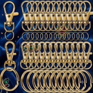 60PCS Gold Swivel Snap Hooks and Key Rings, DIY Craft Supplies