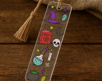 Marcapáginas personalizado de acrílico transparente / Marcapáginas rústico con borla / Regalo ideal para amantes de la lectura / Marcapáginas con nombre personalizado