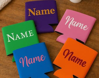Paquete de 4 fundas para vasos personalizadas con nombre: Regalos únicos para damas de honor y fiestas.