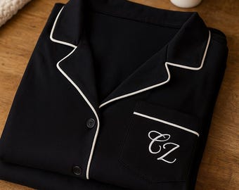 Conjunto de pijama de satén con monograma personalizado – Regalo para damas de honor, pijamas cómodos