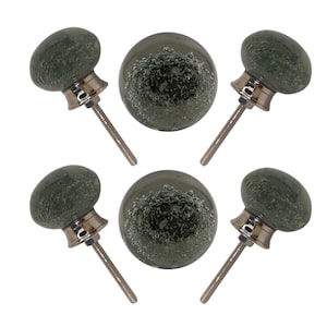 Gray Glass Bubble Cabinet Knobs – Modern Drawer Pulls (Set of 6)