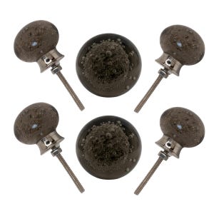 Smoke Glass Bubble Cabinet Knobs – Set of 6 Modern Drawer Pulls (Silver Hardware)