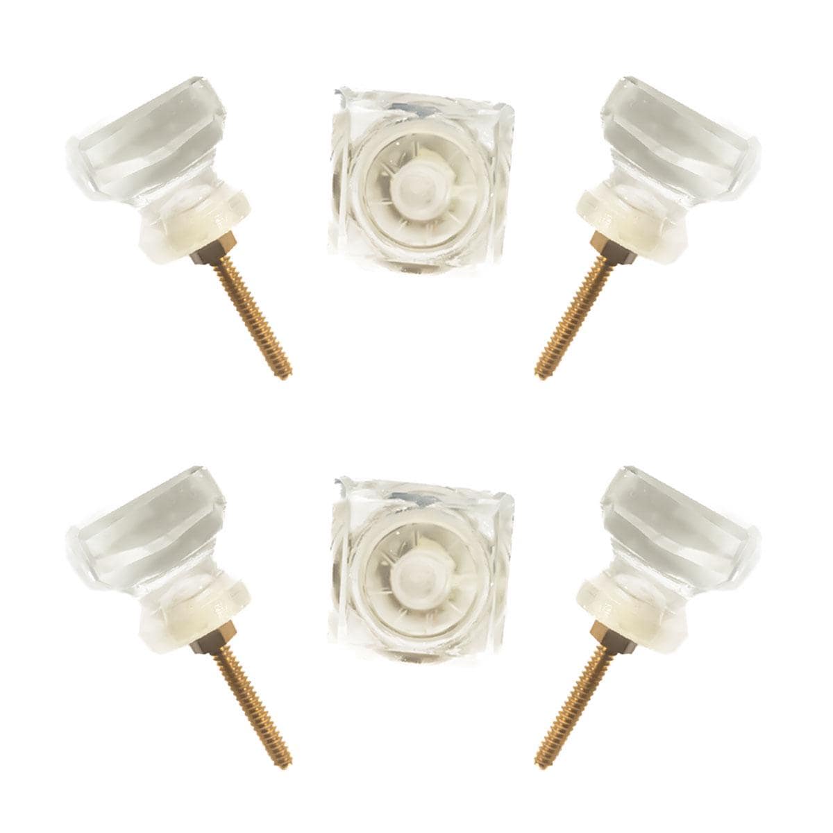 Chic Clear Square Crystal Knobs (6 Pack) - Large & Small, Modern Cabinet Pulls