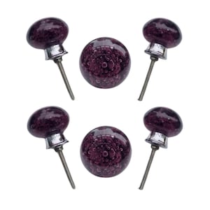 Purple Glass Bubble Cabinet Knobs – Modern Decorative Drawer Pulls (Set of 6)