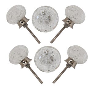 Clear Glass Bubble Cabinet Knobs - Set of 6 Modern Decorative Pulls with Silver Hardware