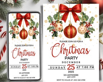 Editable Christmas Party Invitation Template (Digital Download)