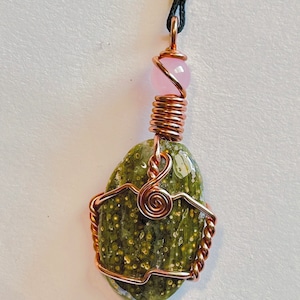Jasper Wire Wrap Copper Necklace, Handmade Crystal Wire Wrap Jewelry