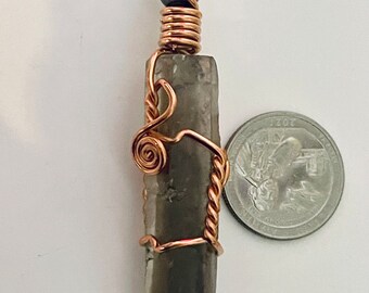 Large Smoky Quartz Oversized Crystal Necklace Handmade Wire Wrap Pendant Copper Jewelry