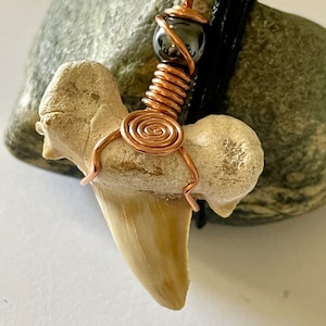 Sharks Tooth Necklace Copper Wire Wrap Handmade Jewelry