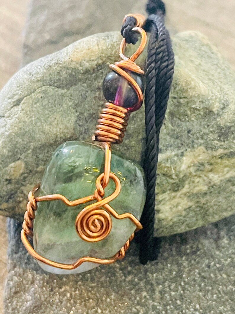 Fluorite Necklace Copper Wire Wrap