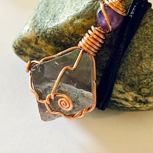 Fluorite Octahedron Necklace Wire Wrap Necklace Handmade Jewelry