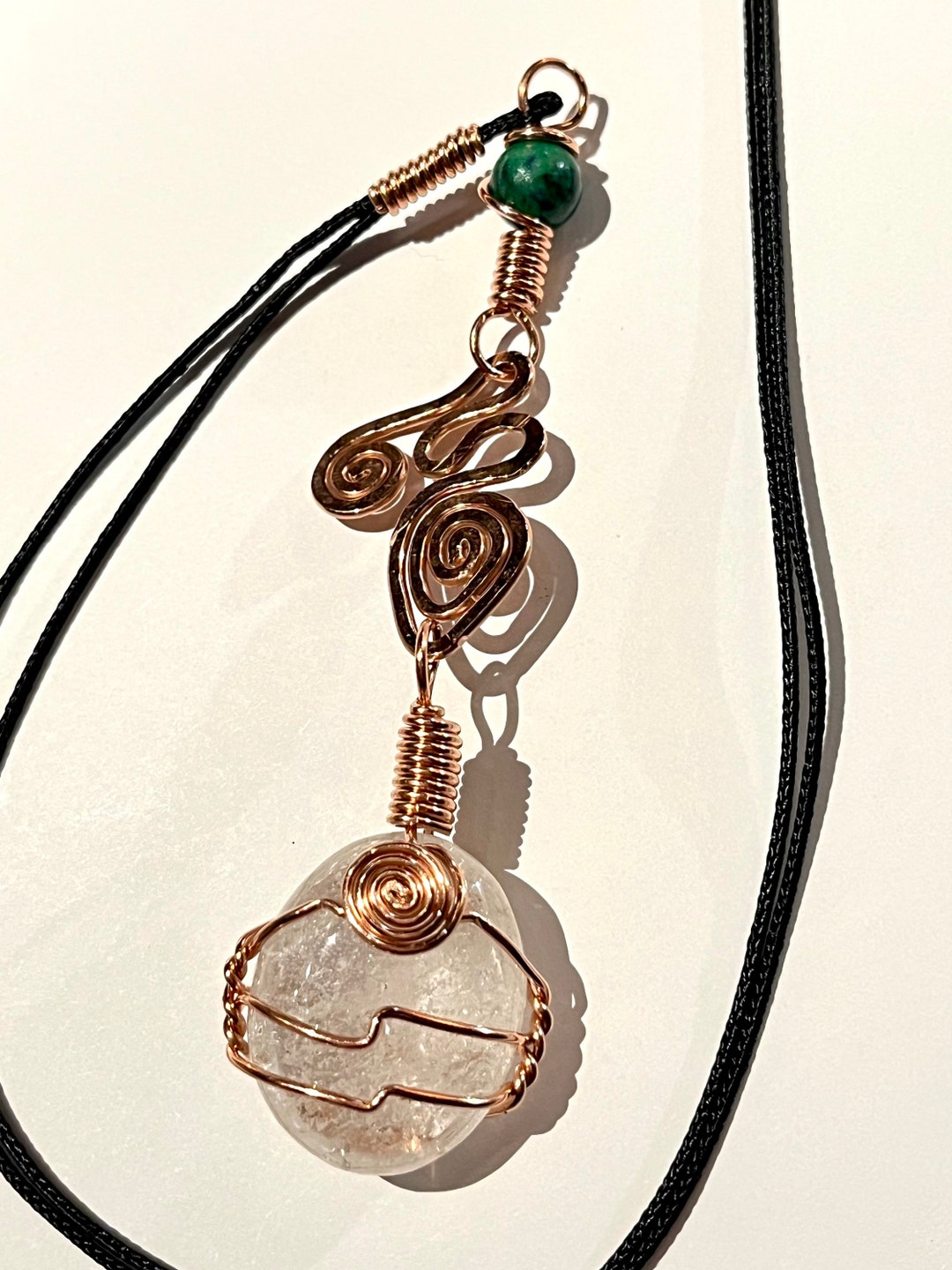 Clear Quartz Hammered Copper Zookadoodle, Abstract Copper Quartz