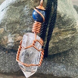 Quartz Crystal Necklace Wire Wrap In Copper Handmade Jewelry