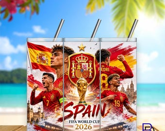Spanien Fußball WM 2026 Tumbler Wrap | 20 Unzen Skinny | Digitaler Download | Fifa 2026 | Fußball Fan | Sublimationsdesign
