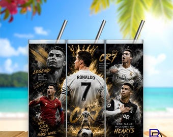 Cristiano Ronaldo Tumbler Wrap | 20 Unzen Skinny | Digitaler Download | 300 DPI PNG | Fußball WM 2026 | Fußball Spiel