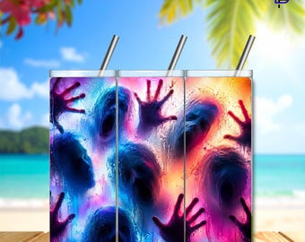 Halloween Ghost Tumbler Wrap PNG – 20oz Skinny Sublimation Design | Spooky Ghost | Digital Download | High Resolution | 300 DPI