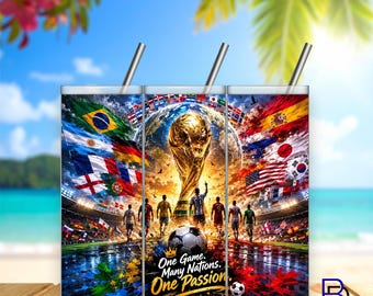 Diseño para vaso del Mundial 2026 / Vaso delgado de 20 oz / Descarga digital / PNG de 300 DPI