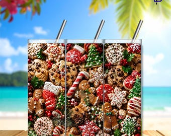 Gingerbread Cookie Tumbler Wrap – 20oz Skinny Sublimation Design | Cookie Decoration | Digital Download | Christmas Gingerbread | 300 DPI