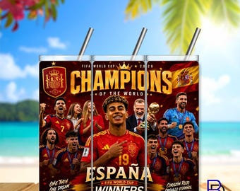 Spanien WM-Champion 2026 Becherfolie | 20oz schmal | Digitaler Download | FIFA 2026 | Fußballfan | Sublimationsdesign