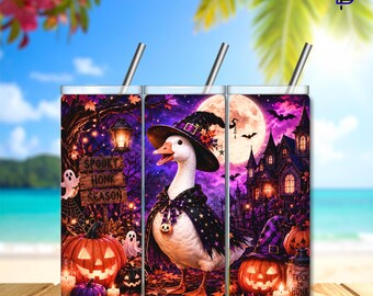 Goose Halloween Tumbler Wrap | 20oz Skinny Sublimation Design | Pumpkin PNG | Digital Download | High Resolution | 300 DPI | Trick or Treat