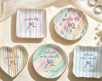 Portagioie personalizzato per la zia, vassoio in ceramica personalizzato per gioielli, regalo per annunciare la gravidanza alla futura zia, ricordo di compleanno per lei