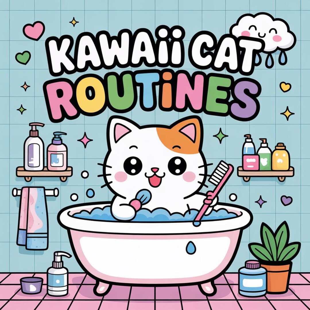 Kawaii Routine Kawaii Cat Routines Coloring Book, Fantasy Kawaii (digital Download) - Etsy