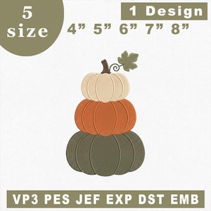 Stacked Pumpkins Machine Embroidery Design, Farmhouse Fall File (Digital Download)