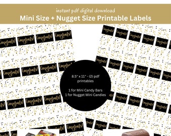 2023 Grad Party Printable Labels Mini Candy Bar Wrapper Chocolate Nugget Bar Wrapper