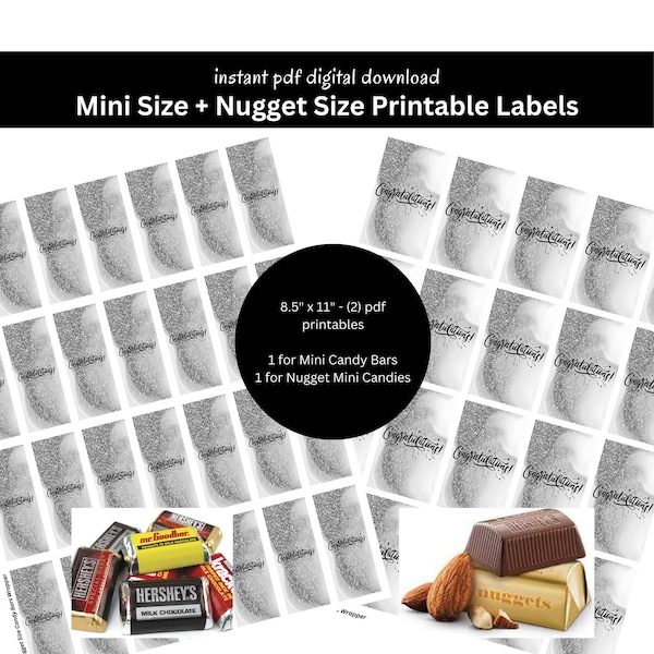 Mini Candy Bar Wrapper Nugget Bar Wrap Chocolate Nugget Bar Candy Wrapper Congrats Party Favor