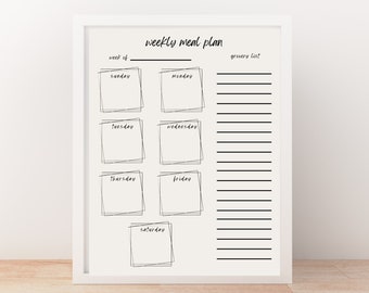 Weekly Meal Plan Template: Printable Meal Planner & Grocery List (Digital Download)