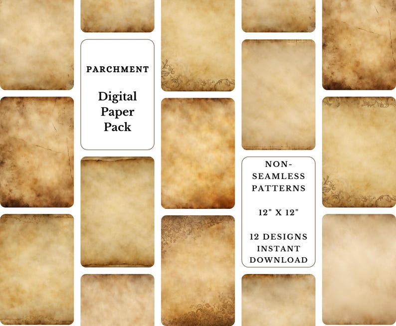 Parchment Texture Digital Paper Pack: Antique Vintage Backgrounds ...