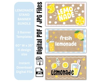 Lemonade Stand Banner Template Bundle: Gemalt Design (Digitaler Download, Canva Template 60 "x 35"")