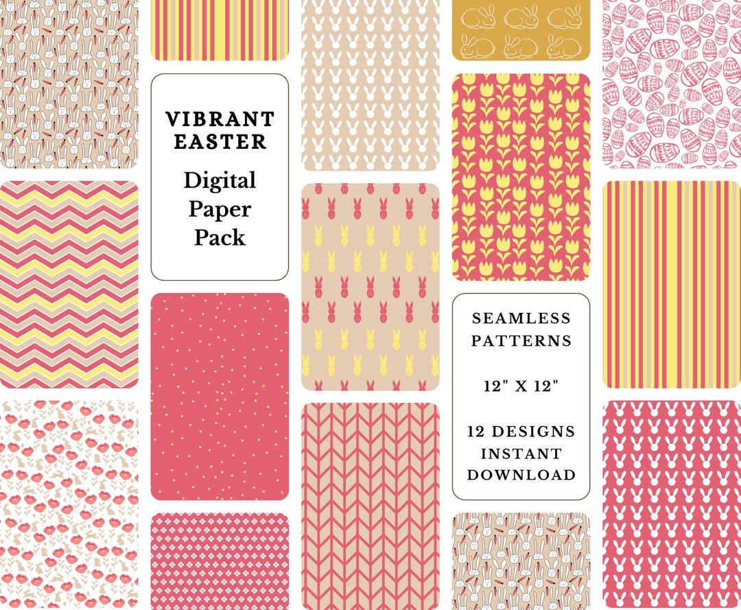 Easter Digital Paper Pack: Bunny & Egg Scrapbook Backgrounds (digital ...