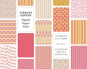 Easter Digital Paper Pack: Bunny & Egg Scrapbook Backgrounds (Digital Download)