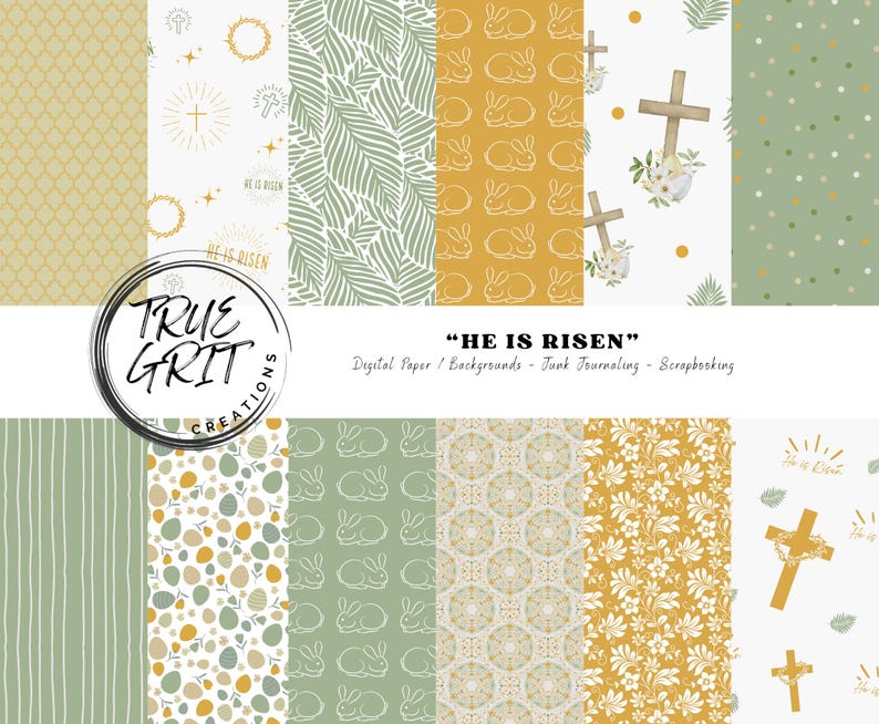 Easter Religious Digital Paper Pack | Christian Easter Seamless Patterns | Junk Journal Kit