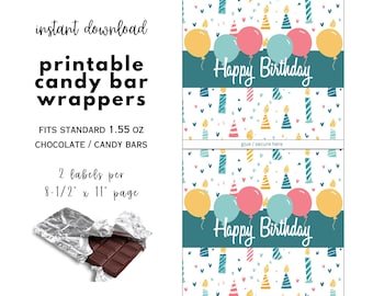 Happy Birthday Candy Bar Wrapper Template (Digital Download)