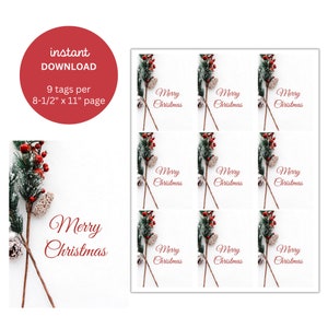Christmas Holly Gift Tags: Printable Holiday Stickers (Digital Download)