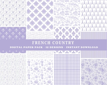 Purple French Floral Digital Paper: Scrapbook & Journal Kit (Digital Download)