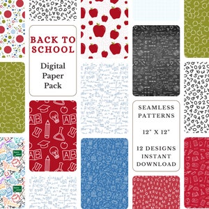 Back to School Digital Paper Pack: Academic Patterns (Instant Download)