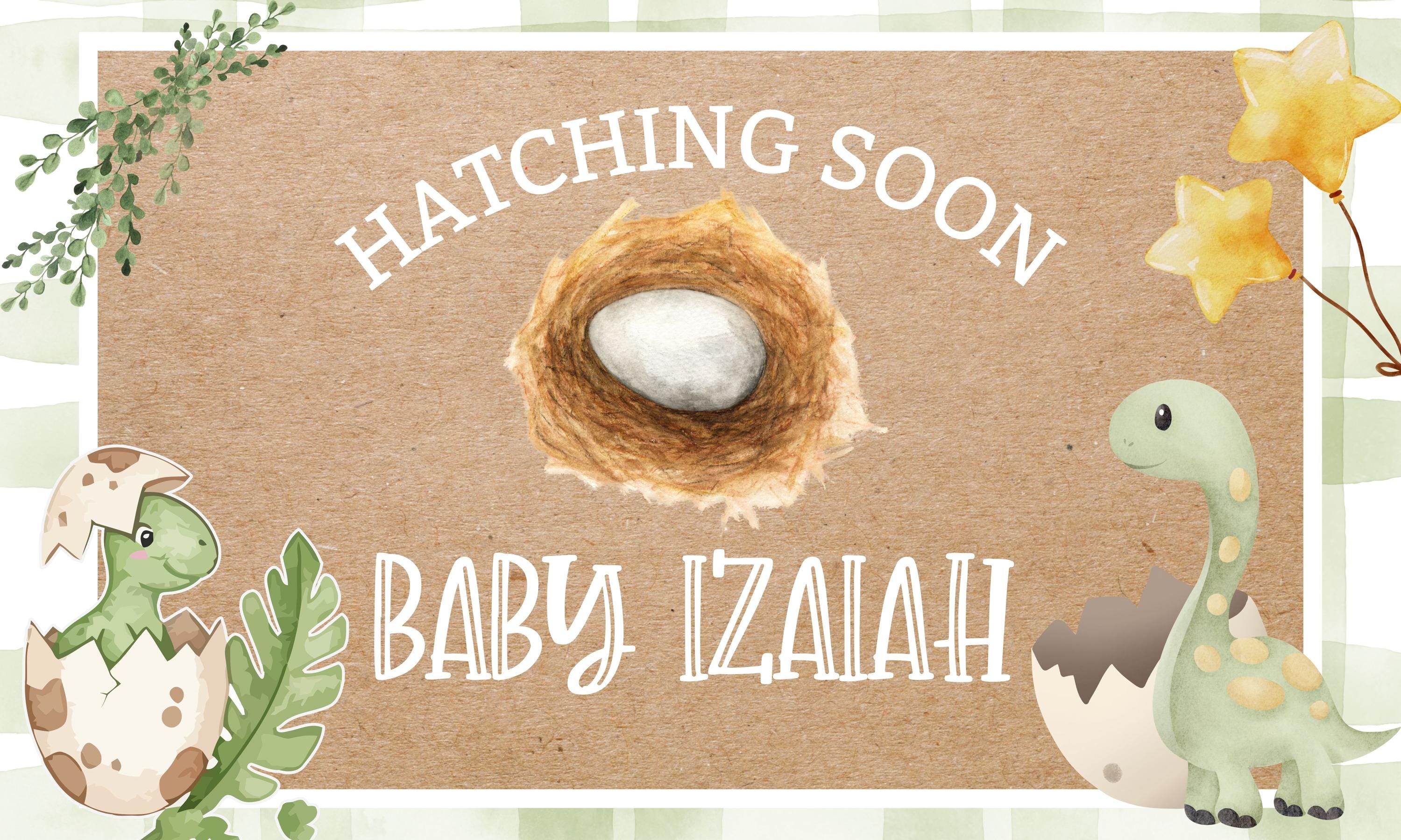 Dinosaur Baby Shower Banner Template: Hatching Soon, Painted Party ...