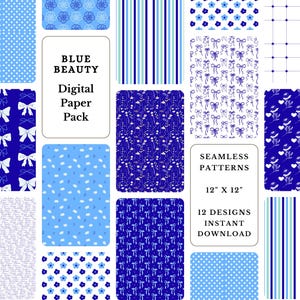 Blue Floral Scrapbook Paper: Seamless Patterns (Digital Download)