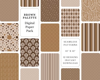 Brown Shades デジタルペーパーパック：12インチのシームレスパターン（デジタルダウンロード）