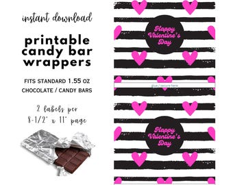 Happy Valentine's Day Candy Bar Wrap | Valentine Printable Party Favors |  Valentine Party Classroom Favors